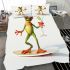 Happy frog wearing sunglasses surfing on a surfboard while holding bedding set