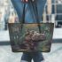 Hippo with dream catche leather tote bag