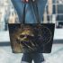 Horror scarry monster with dream catcher leather tote bag