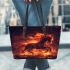 Horse fiery red mane and tail leather tote bag