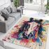 Horse head in the style of colorful paint splashes area rugs carpet