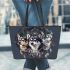 Husky dogs with dream catcher leather tote bag