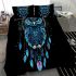 Illustration of owl sitting on dreamcatcher bedding set