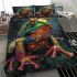 Illustrative colorful frog with fractal skin and glowing eyes bedding set