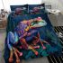 Illustrative colorful frog with fractal skin and glowing eyes bedding set