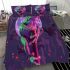 Iridescent neon pink and green tree frog on bamboo stick bedding set
