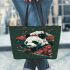 Japanese print of a panda samurai with a katana leather Chic Stylish Tote Bag & Women Totes: Perfect Gift for Girlfriend | Crossbody, Purse, Handbag