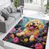 Joyful pup among colorful blossoms area rugs carpet