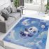 Kawaii anime style panda moon and stars area rugs carpet