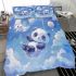 Kawaii anime style panda moon and stars bedding set