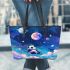 Kawaii anime style panda moon and stars leather Chic Stylish Tote Bag & Women Totes: Perfect Gift for Girlfriend | Crossbody, Purse, Handbag