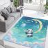 Kawaii anime style panda moon and stars area rugs carpet