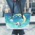 Kawaii anime style panda moon and stars leather Chic Stylish Tote Bag & Women Totes: Perfect Gift for Girlfriend | Crossbody, Purse, Handbag