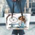 Kid drawing sewing machine with dream catcher leather tote bag