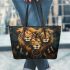 Lions smile with dream catcher leather tote bag