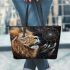 Lions smile with dream catcher leather tote bag