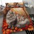 Longhaired british cat in autumn parks bedding set