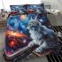 Longhaired british cat in celestial voyages bedding set