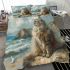 Longhaired british cat in coastal scenes bedding set