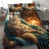 Longhaired british cat in cozy home settings bedding set