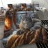 Longhaired british cat in cozy winter cabin retreats bedding set