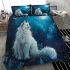 Longhaired british cat in dreamy moonlit landscapes bedding set