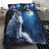 Longhaired british cat in dreamy moonlit landscapes bedding set