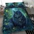 Longhaired british cat in ethereal starlit glades bedding set