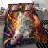 Longhaired british cat in festive carnivals bedding set