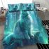 Longhaired british cat in futuristic cityscapes bedding set