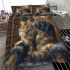 Longhaired british cat in magical libraries bedding set