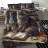 Longhaired british cat in magical workshops bedding set