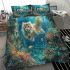 Longhaired british cat in mythical underwater kingdoms bedding set