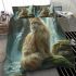 Longhaired british cat in mythical waterfalls bedding set