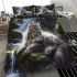 Longhaired british cat in serene waterfalls bedding set