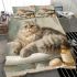 Longhaired british cat in spa treatment scenes bedding set