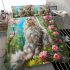 Longhaired british cat in springtime parks bedding set