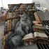 Longhaired british cat in whimsical bookshops bedding set