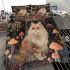 Longhaired british cat in whimsical mushroom groves bedding set