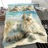 Longhaired british cat with beaches and sands bedding set