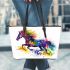 Magical fantasy horse galloping leather tote bag