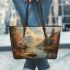 Majestic deer standing gracefully leather totee bag