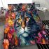 Majestic floral feline bedding set