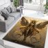 Majestic golden guardian a regal figure with wings area rugs carpet