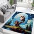 Majestic owl under the moonlight area rugs carpet