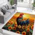 Majestic rooster amidst sunflowers area rugs carpet