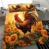 Majestic rooster in a sunflower field at sunset bedding set