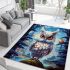 Majestic snowy owl in the enchanted forest area rugs carpet