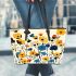 Flowers in the style of marano k electronic music using various shades Leather Tote Bag, Totes, Crossbody, Purse: Bag Gift Idea for Girlfriend, Sitter, Birthday, Women ,Daughter, Mama, Ladies