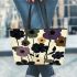 Flowers in the style of marano k electronic music using various shades Leather Tote Bag, Totes, Crossbody, Purse: Bag Gift Idea for Girlfriend, Sitter, Birthday, Women ,Daughter, Mama, Ladies